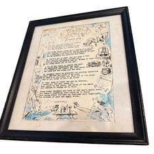 Vintage Original “The Morning After” Drinking Poem Cartoon Art Signed SF Framed picture