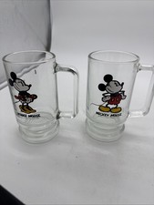 Vintage Walt Disney Productions Disney Mickey & Minnie Mouse Glasses Set Mugs picture