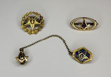 Vintage Masonic 14k Gold (2.56 grams) & 10k Gold (.72 grams) Pin Lot. Not Scrap. picture