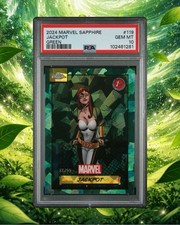Topps 2024 Marvel Sapphire Jackpot Green #119 PSA 10 GEM MT 86/99 picture