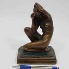 Bronze Figurine of Naked Woman Kneeling and Washing Hair picture