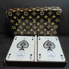 Vtg 1970s Louis Vuitton Monogram Double Deck Playing Cards Gilt Edges Complete picture