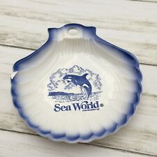 Vintage 1981 Sea World Ceramic Souvenir Clam Shell Ash Tray Dish Orca Shamu Wall picture