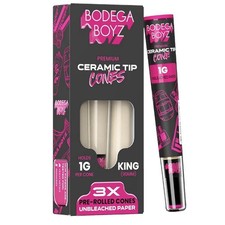 L@@K BODEGA BOYZ PREMIUM 3x KING REUSABLE PRE-ROLLED CERAMIC TIP CONE UNREFINED picture