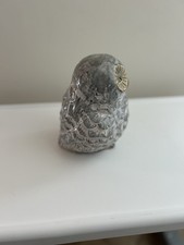 Grey Textured Ceramic Owl Figurine With Yellow Eyes Very Nice Piece picture