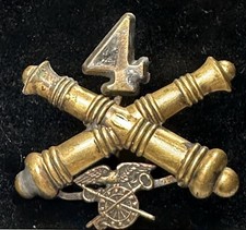 M1896 Hand-Leaded 4th ARTILLERY QUARTERMASTER HAT INSIGNIA. Unique HANDMADE. picture