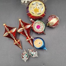 Vintage Blown Glass Christmas Ornaments Lot of 8 (3) Shiny Brite Indent MCM picture