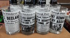 8 Vintage Pittsburgh Press Glasses Libbey Glassware picture