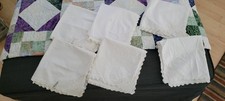 Vtg Set of 6 Linen Napkins  Hand Crocheted Lace Corners,trim, Cottagecore... picture