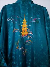 Vintage Emerald Green Extra Large Kimono With Belt Silk Blend Woman's picture