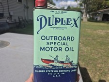 Vintage Quaker State Duplex Outboard Special Motor Oil 1 Quart Can Fishing Boat picture