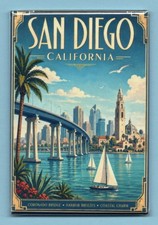 SAN DIEGO CALIFORNIA TRAVEL POSTER *2X3 FRIDGE MAGNET* COASTAL CHARM PACIFIC CA picture
