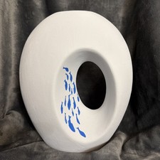 Upcycled Large White Vase With Blue Fish picture
