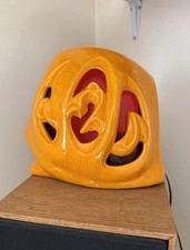 Vintage Mid Century Modern Lamp Halloween Pumpkin Orange Glazed Ceramic Accent picture