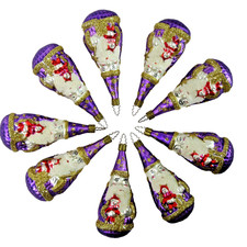 Lot of 9 vintage Christmas Ornaments Whitehurst Poland purple Santas blown glass picture