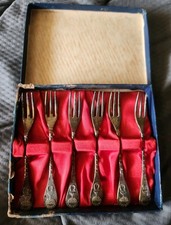Vintage Silver Shabbat Cocktail Fork Set From Israel Judaica Judaism Jewish picture