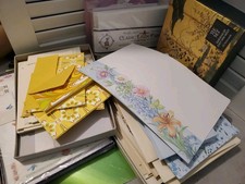 VTG Stationery Note Card Lot The Met Classic Linen Retro Floral Open Boxes picture