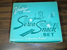 Vintage Anchor Hocking 8 Pc  Vintage Design in Sparkling Crystal Serva-Snack Set picture