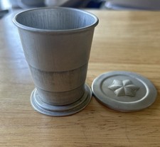 Vintage Aluminum Collapsible Pocket Travel Cup with Star Embossed Lid picture