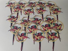 Vintage Lot 20 NEW Old Stock Vintage Die-Cut Party Decorations Parrots Birds picture