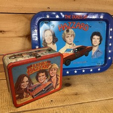 Vintage 1980 “Dukes Of Hazard” Metal Lunch Box (No Handle) & 1981 TV Lap Tray picture