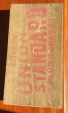 ANTIQUE WOODEN CHEWING TOBACCO PLUG BOX. UNION STANDARD PLUG TOBACCO CO VERY OLD picture