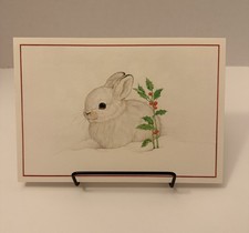 Set Of 4 Vintage Hallmark Christmas Cards Envelopes Carol Bryan Bunny Rabbit picture
