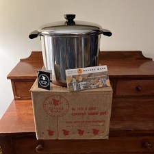 Vtg New NOS Revere Ware Copper Bottom 8 Qt Stock Pot Pre 68 W/ Lid Original Box picture