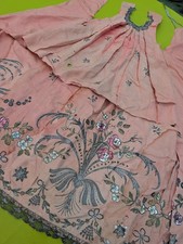 French Antique 19th Century Silver Embroidered Silk Religious Fragment picture