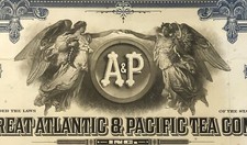 Vintage A&P Stock Certificate π Blue Great Atlantic & Pacific Tea 1950sβ1970s picture