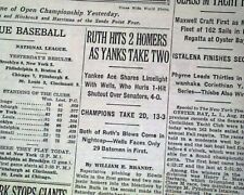 Babe Ruth New York Yankees The Bambino 2 Two Home Runs HR's 1929 NYC Newspaper picture