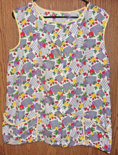 Vtg Handmade Smock Apron Upper Body Buttons on Front Fruit Design Med. Size picture