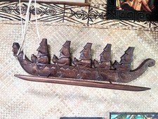 New 3’ Easter Island Moai Style Canoe / Towel Holder Tiki bar Decor Oceanic picture