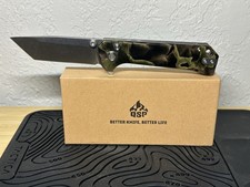QSP Grebe Button Lock Pocketknife Resin Handle S35VN Drop Point Plain Edge picture