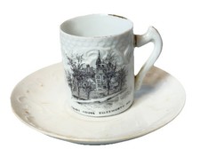 ELLESWORTH MAINE ME Antique COURT HOUSE Souvenir CARLSBAD TRINKET TEA CUP picture