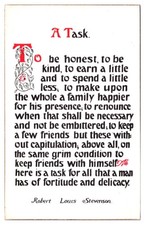 ANTQ A Task, Robert Louis Stevenson, Quote, Saying Postcard picture