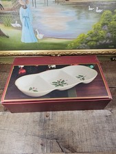Lenox Holiday Divided Server Holly Berry Design Gold Trim Accent, 12