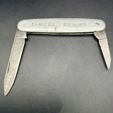 Antique New York Knife Co Hammer Brand EH Best Boston Aluminum Pocket Knife picture
