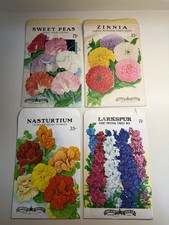 Vintage Lot of 4 Lone Star Seed Co. Texas Flower Seed Packets Art Envelopes 9x6 picture