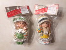 Vintage Bradford's Christmas Ornament Lot 1970s Girl w Flowers NEW OLD STOCK NOS picture