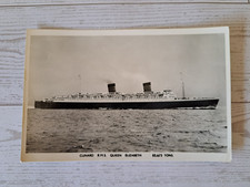 1956 RMS Queen Elizabeth Cunard RPPC Real Photo Postcard Posted at Sea picture