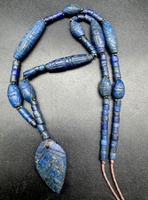 Near Eastern Antique Lapis Lazuli Stone Beads Strand Hand Carving Beads picture