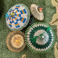 Lot of 4 Beautiful Vintage Japanese Mini Umbrella Wagasa Decor Origami Hand Made picture