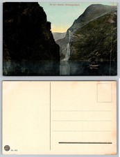 Vintage Geirangerfjord Norway Postcard - The Seven Sisters Waterfall picture