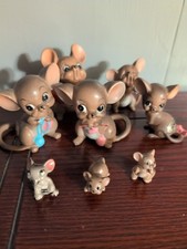 Vintage Josef Originals Mouse Village Ceramic Figurines Lot Of 8 Japan Kitsch picture