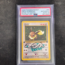 2000 Pokémon Team Rocket Eevee 55/82 1st Ed PSA Auto 10 Erica Schroeder picture
