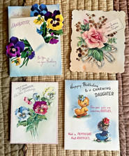 4 Vintage 1940s Daughter Birthday cards, Norcross, Gibson, RustCraft, Hallmark picture