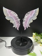 1pc  Natural amethyst agate butterfly wings Crystal wings carving Home decor picture