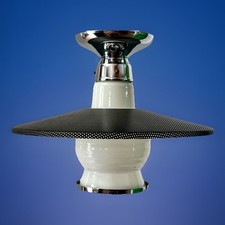 Vtg Space Age Atomic Saucer MCM Retro Ceiling Light Fixture Chrome Black White picture