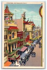c1930's Chinatown Cars Chop Suey Stores San Francisco California CA Postcard picture